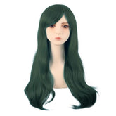 Dark Green Curtain Bang Loose Wave Wig for Cosplay 28 Inch